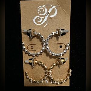 PLUNDER SET OF GOLD & SILVER BUBBLE DESIGN HOOP EARRINGS - BRAND NEW!